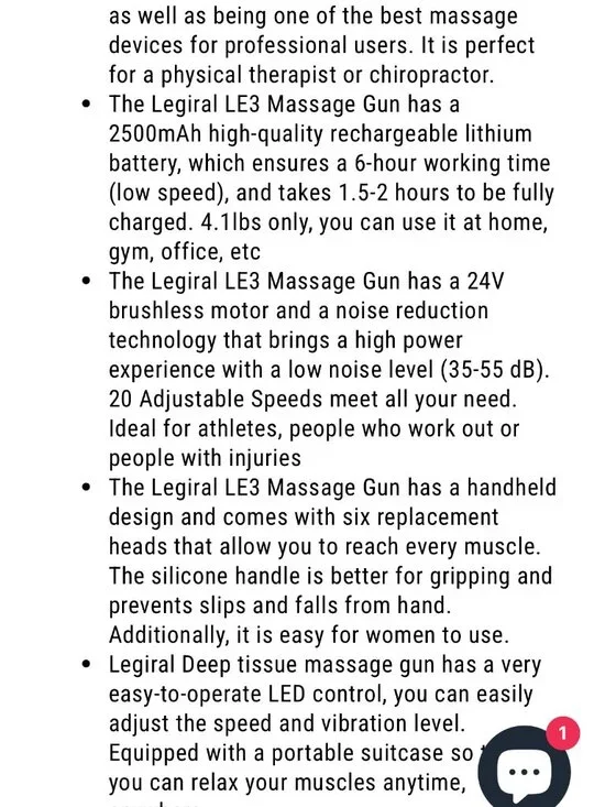 Legiral LE3 Massage Gun Muscle Gun For Athletes Portable Body Muscle Massager - Picture 3 of 3